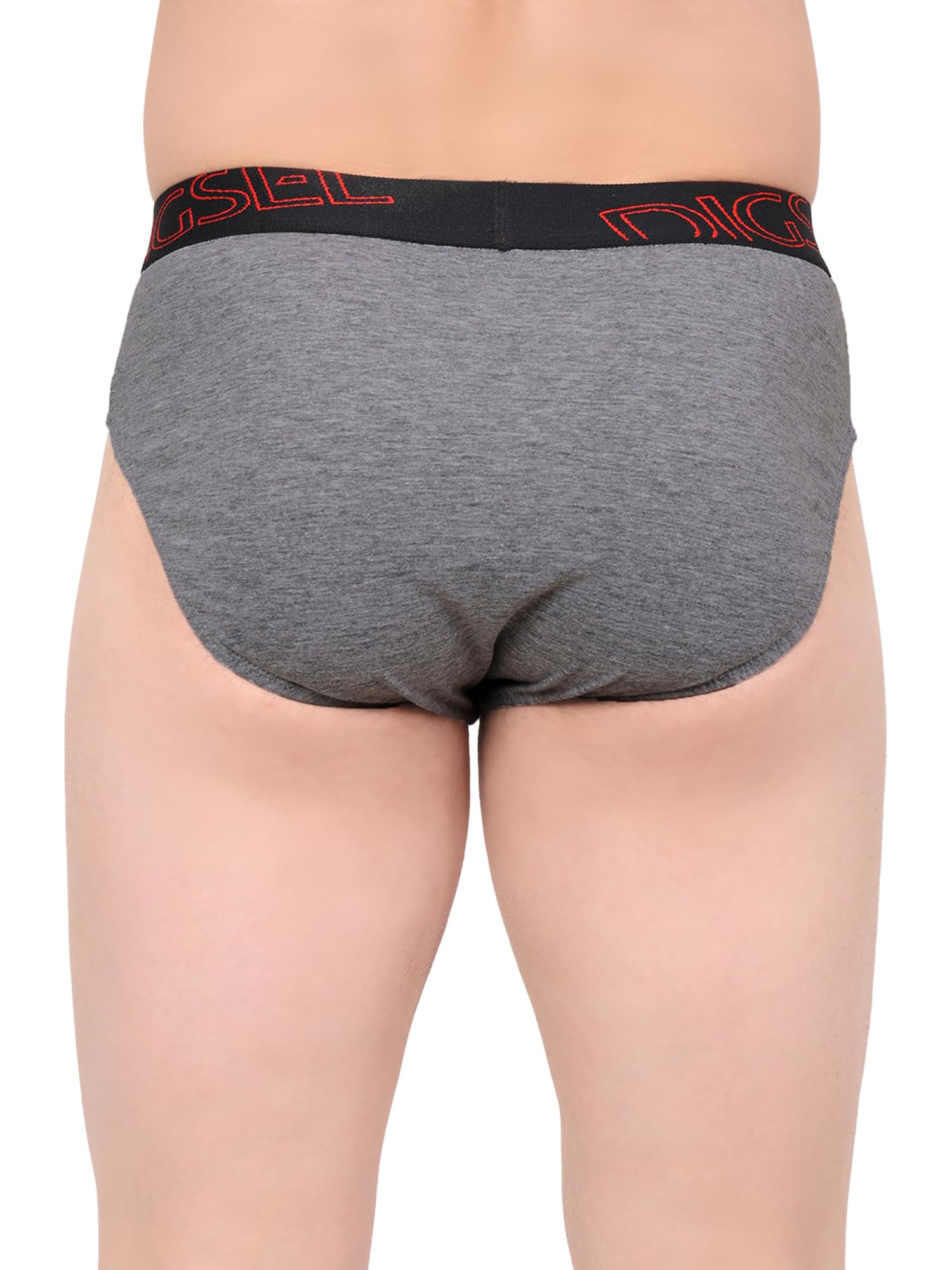 DIGSEL MENS WEAR Men 100% Combed Cotton Outer Elastic Self Design Briefs_ N Redz_Pack of 3 3