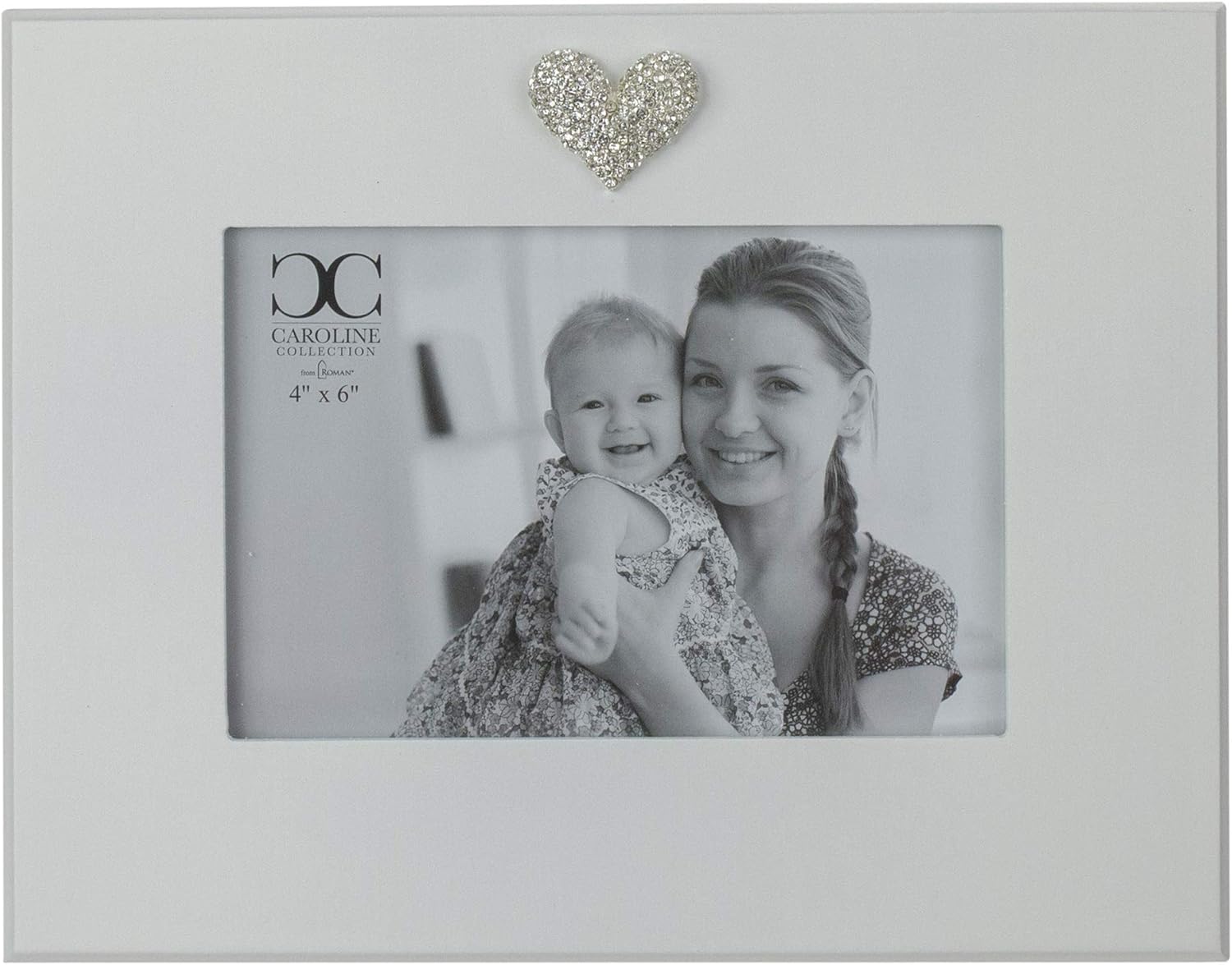 Roman 7-inch White Picture Frame with Heart