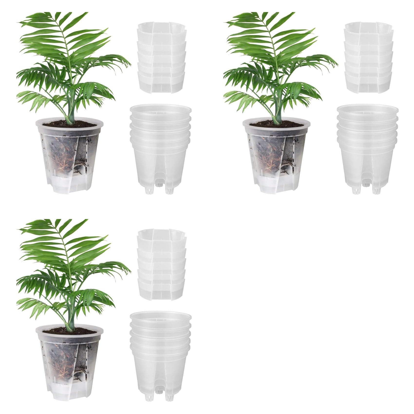 Pots de Jardin en Plastique Transparent de 6 Pouces, Jardinières à Arrosage Automatique, Paquet de 15 Pots de Plantes de Pépinière en Plastique avec Réservoir Profond