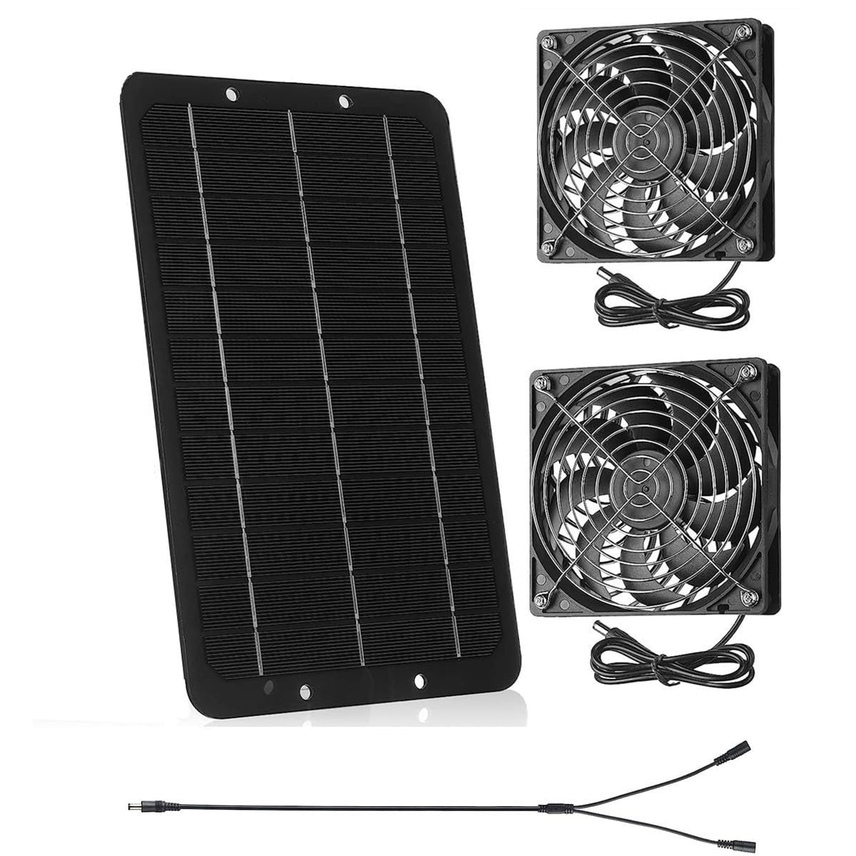 Kit de Ventilador Solar 10W, Ventilación Dual Impermeable, Carga Automática para Gallineros, Invernaderos y Cobertizos