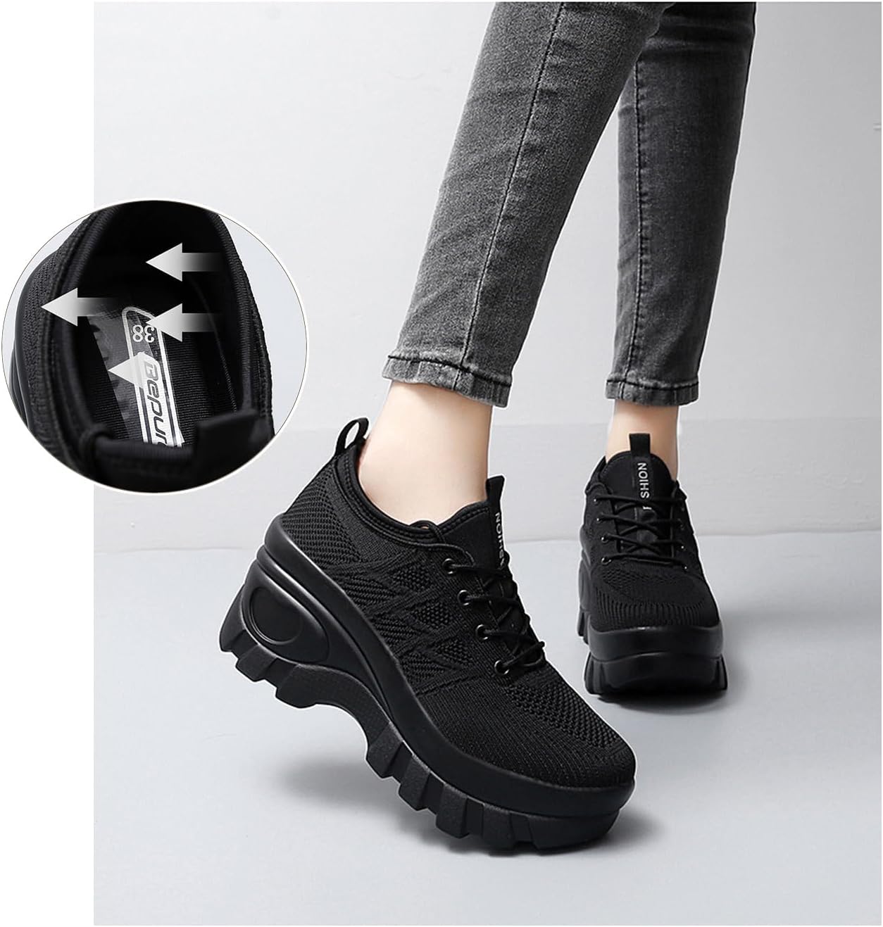 Orthopedic Walking Shoes for Women Chunky Platform Comfort Wedge Walking Shoes for Women Non-Slip Breathable Slip-On Womens Trail Running Shoes - Image 2