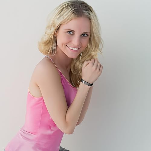 Miniatura 4 de Pulseras de alerta médica para hombres y mujeres, ajustable, grabado, de silicona, para identificación médica, 8.5 pulgadas