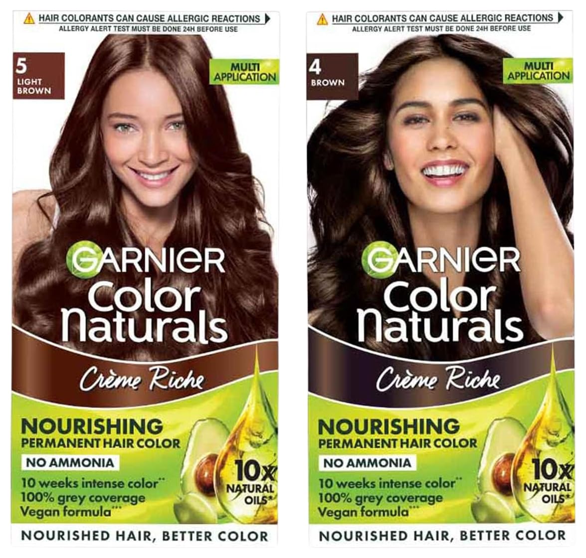 Garnier Color Naturals Creme Hair Color, Shade 4 Brown, & Color Naturals Creme Hair Color, Shade 5 Light Brown, 70ml + 60g-picture-42