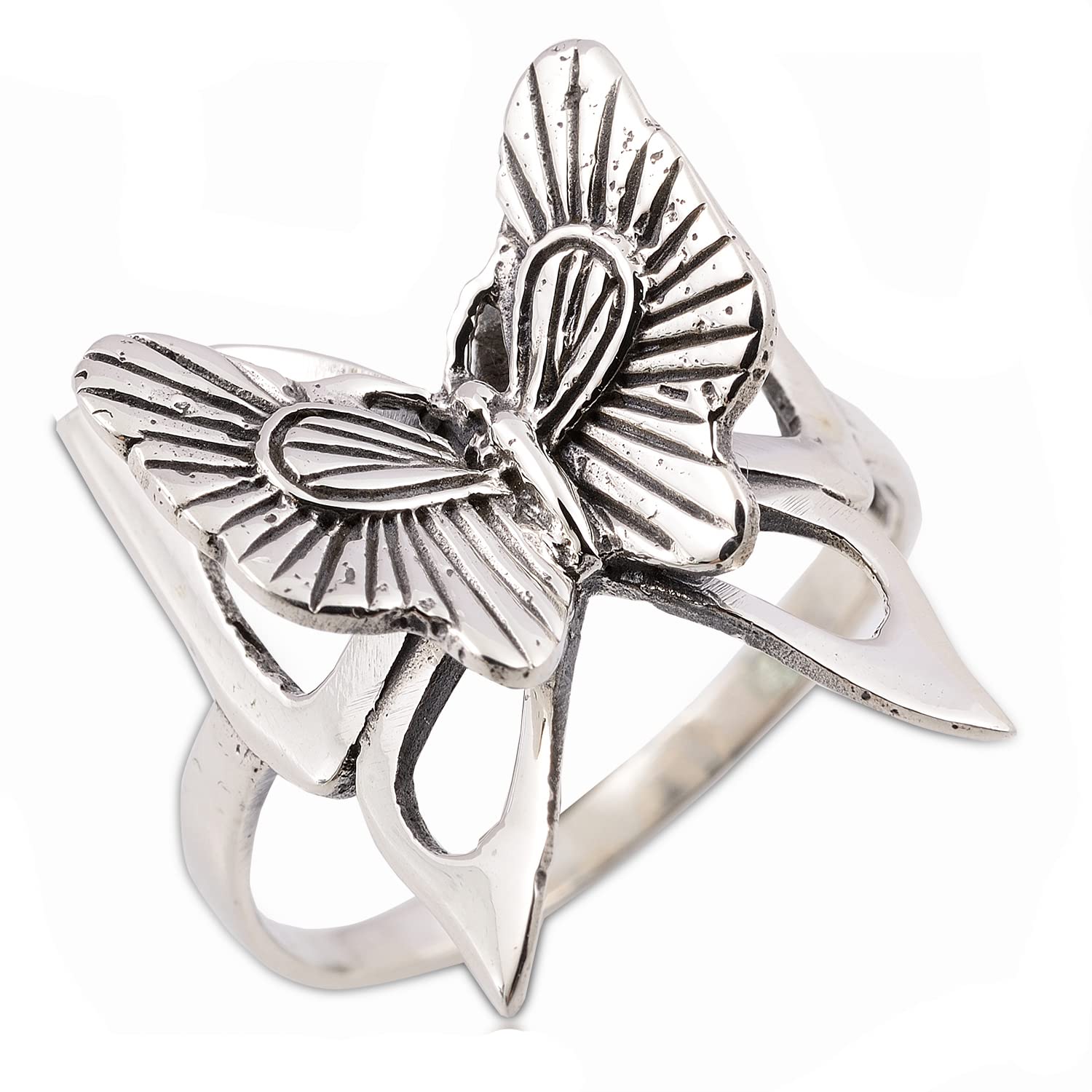 Night Bazaar: Cool Butterfly Sterling Silver Ring Size9.