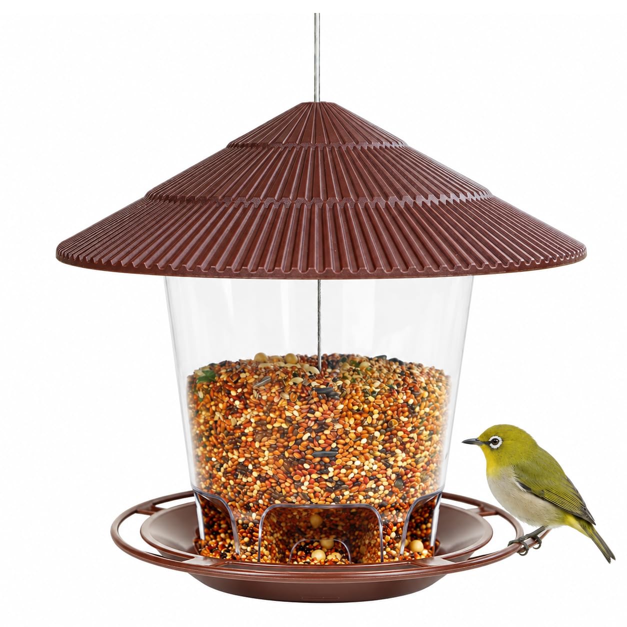 Amazon | バードフィーダー 野鳥用 餌台 屋根付き 自動給餌 約1kg 大