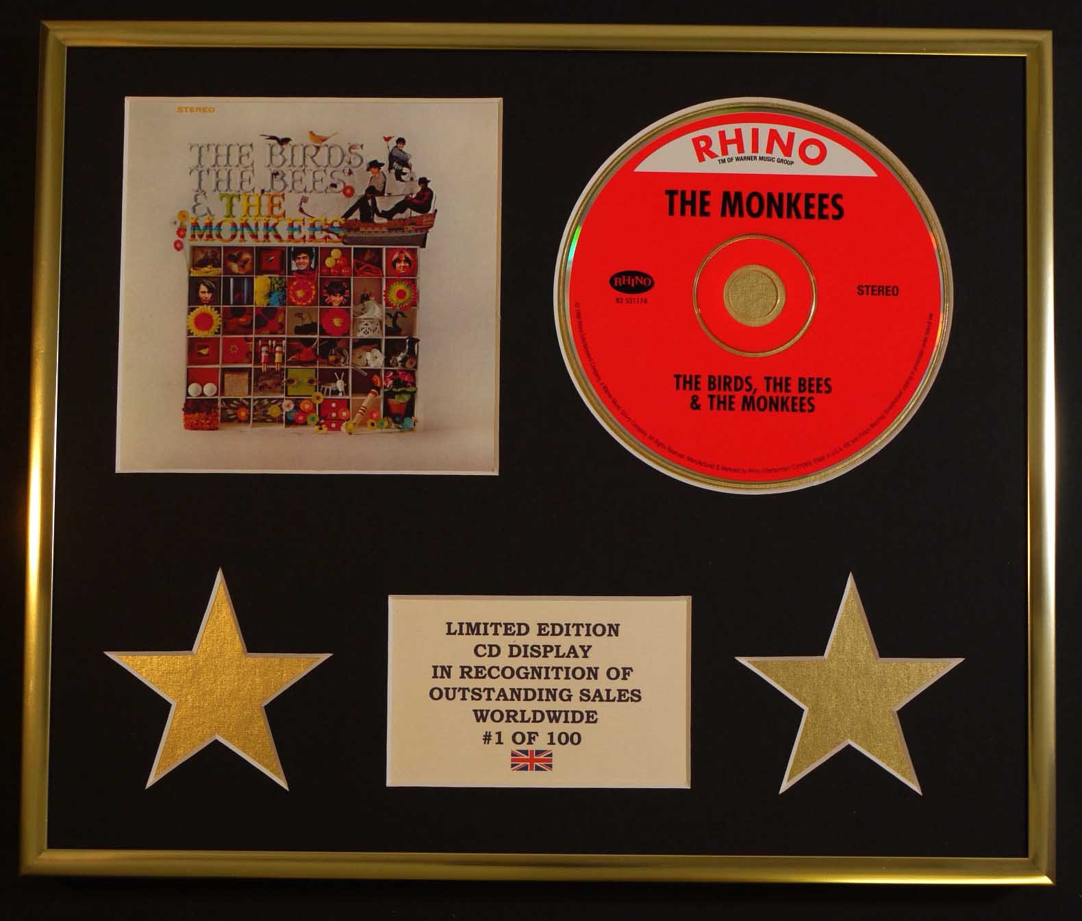 Limited Edition Cd Display Gold The Monkees/Cd Display/Limited Edition/Coa/The Birds The Bees & The Monkees