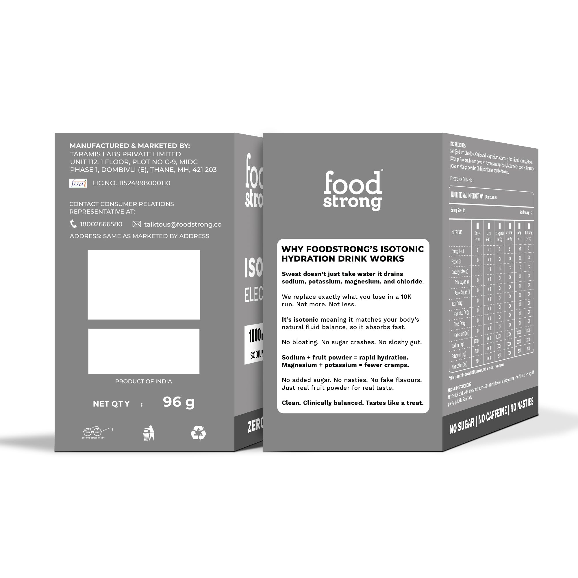 Foodstrong 10K Isotonic Electrolyte Mix – Zero Sugar Hydration | 1000mg Sodium, 200mg Potassium, 60mg Magnesium | Electrolyte Drink Mix – Multi Flavour – 8g Sachet, Pack of 12 - Image 8 thumbnail