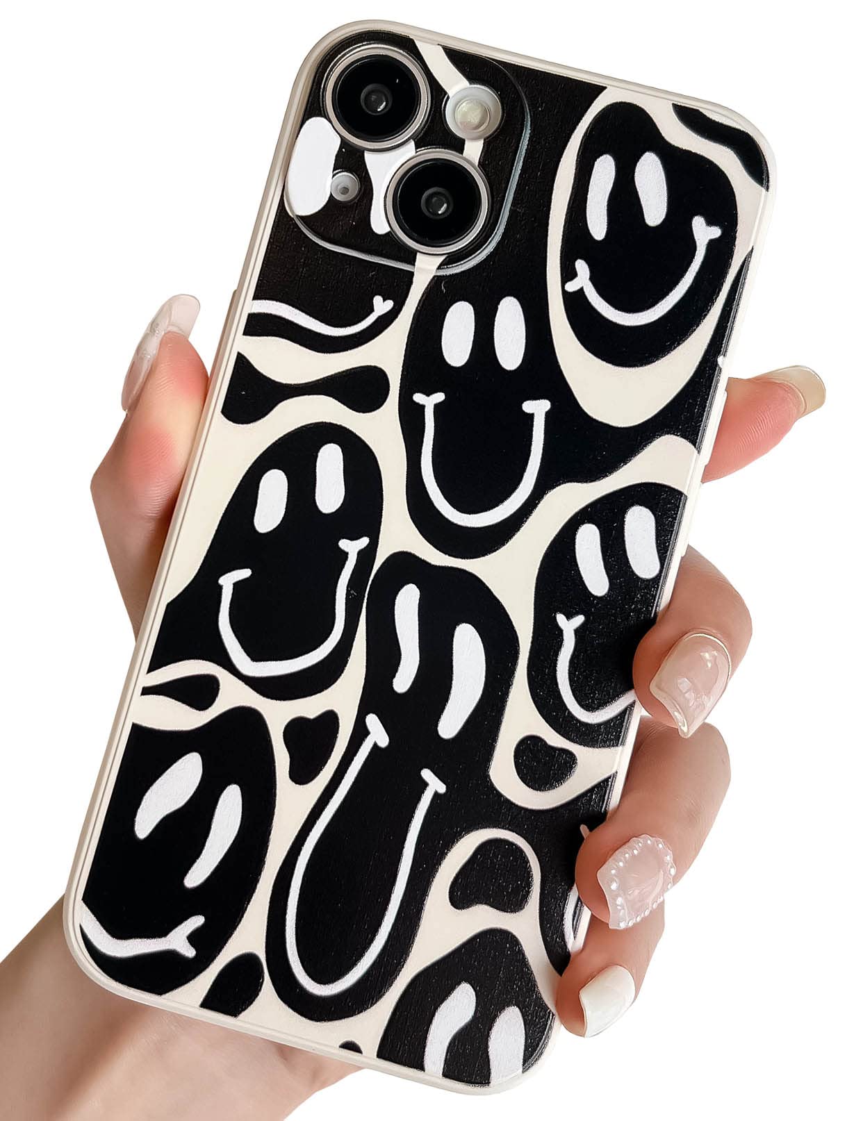 KERZZIL Cute Funny Face Phone Case Compatible with iPhone 15,Liquid Silicone Girly Cases,Cartoon Grimace Soft Gel Rubber Full-Body Protective