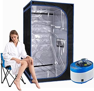 ZONEMEL Portable Steam Sauna, Personal Full Body Sauna Spa for Home Relaxation, 4 Liters 1500 Watt Steamer, Remote Control, Timer, Portable Sauna Chair (L31.5 x W31.5 x H55.1, Clear Door)