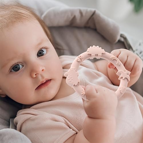 Miniatura 7 de Anillos mordedores de silicona para bebés, juguetes de dentición multiusos para bebés, juguetes para masticar, anillos de dentición para bebés,