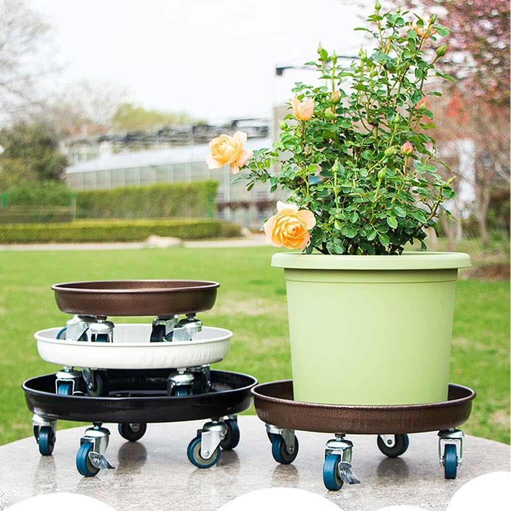 Plant Caddy with Wheels, Heavy Duty Plant Stand with Universal Wheels, Round Pot Trolley for Indoor Outdoor