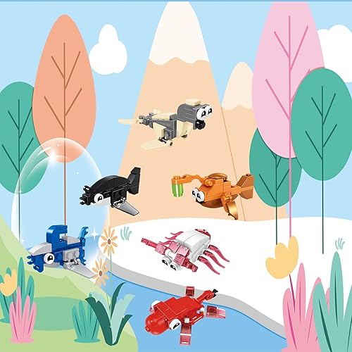 Miniatura 10 de BRICHBROW Mini bloques de construcción de animales, juego de construcción de figuras de animales de juguete, recuerdos de fiesta para niños,