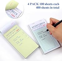 Vista 4 de 4 paquetes de talonarios de servidor, libros de cheques de invitados de doble parte para camareros, bloc de notas de camarera para pedidos de comida