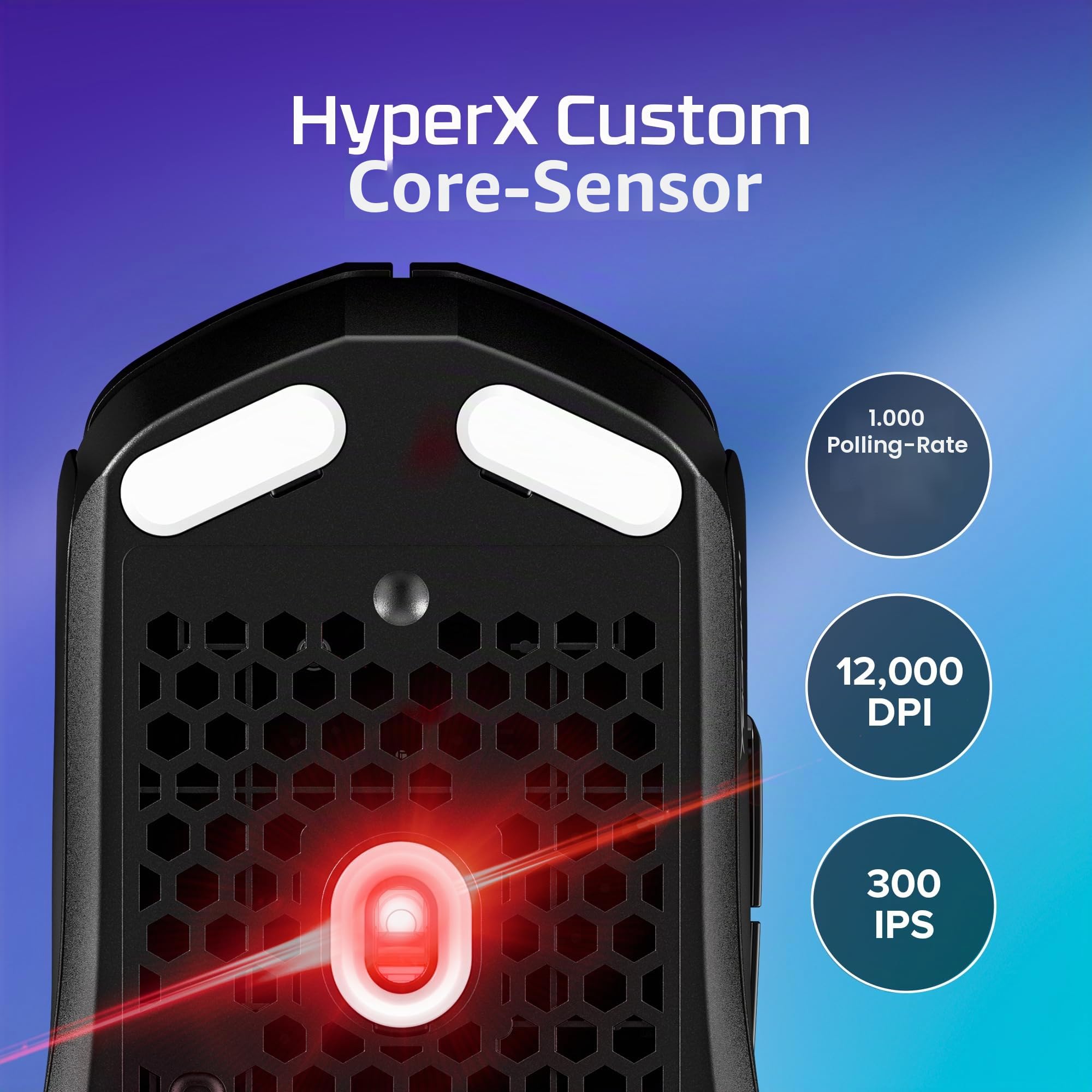 HyperX Pulsefire Haste 2 Core Wireless Gaming-Maus – Leichtgewicht mit 2,4 GHz & Bluetooth, bis zu 100 Std. Akkulaufzeit, 12000 DPI, RGB, für PC & Konsole, Schwarz
