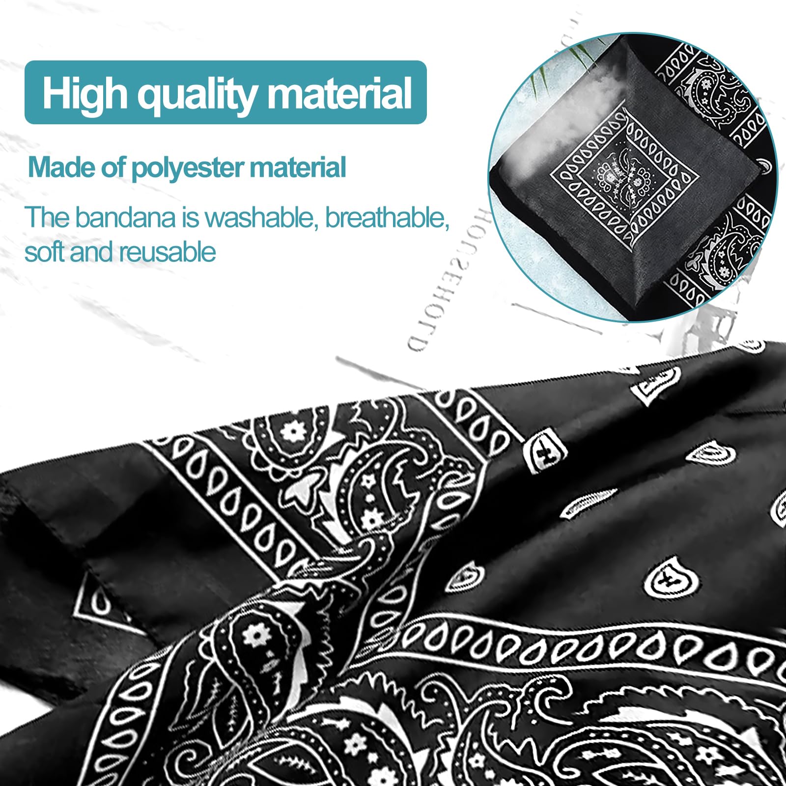 sularpek Paisley Bandana, Stylish Cowboy Headband Handkerchief, Premium Stylish & Versatile Bandana, Bandanas for Outdoor Adventures Perfect for Cycling, Hiking, Running, Yoga, Motorcycling, and More — view 3