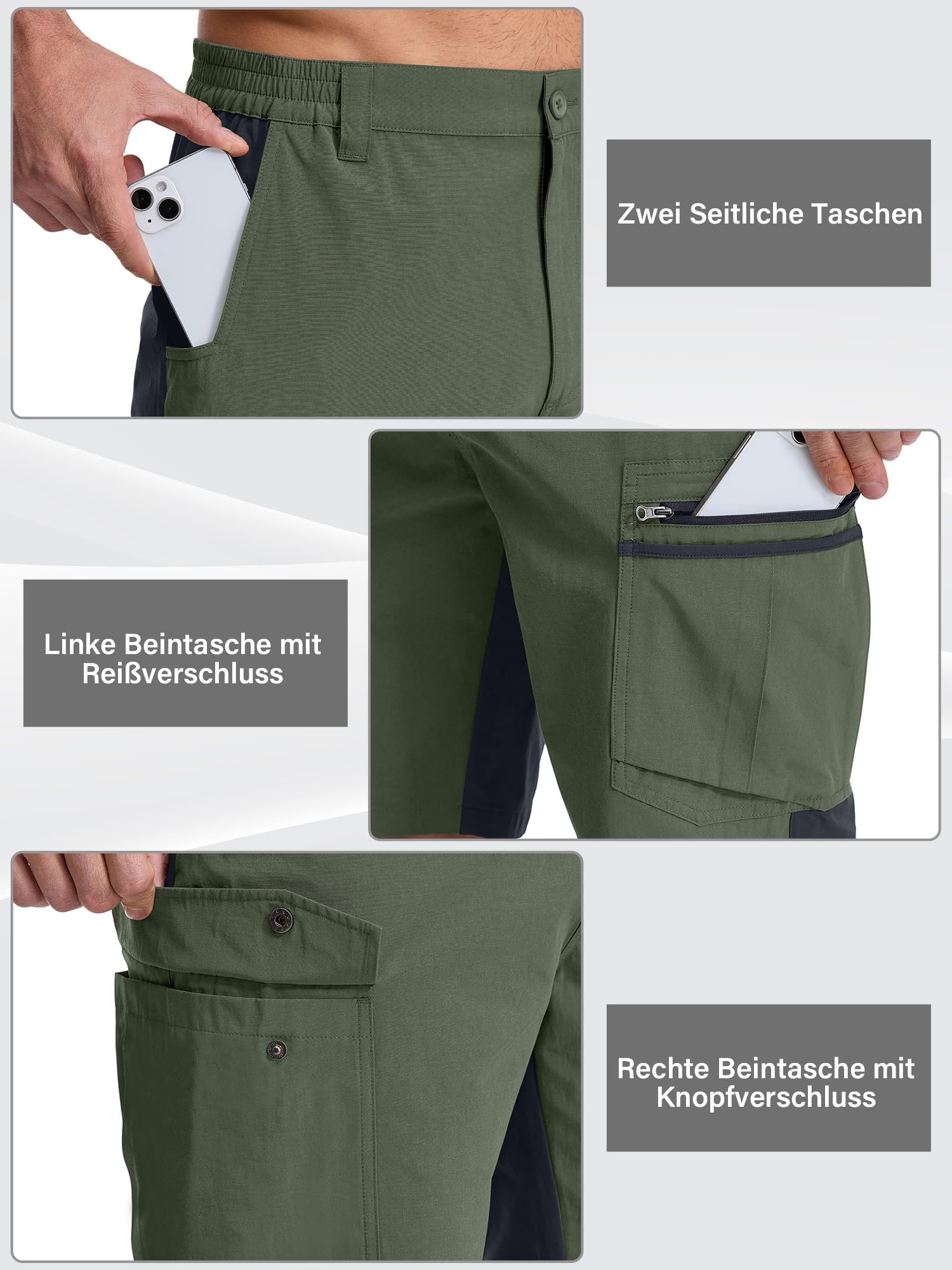 yeyity Pantaloni corti da trekking da uomo, ad asciugatura rapida, per attività all'aria aperta, traspiranti, da trekking, con tasche