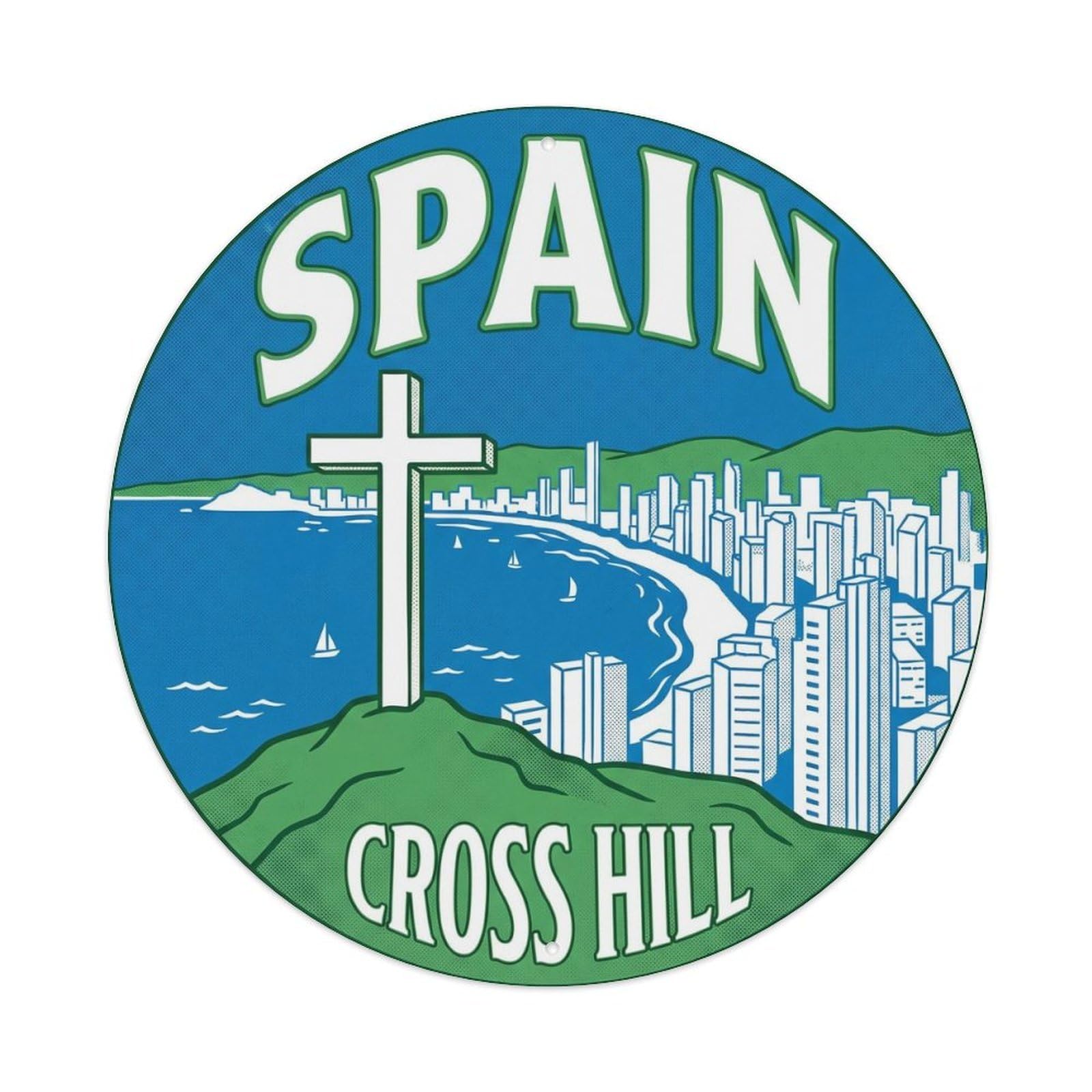 Benidorm Cross Hill Spain Cultural Travel Metal Tin Sign