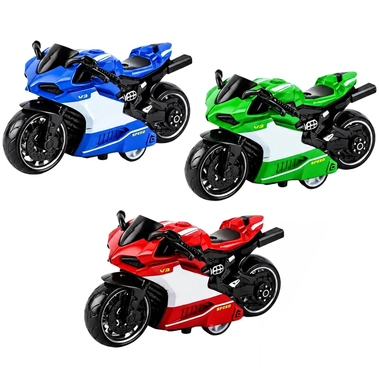 QhgPnt 3-Pair Mini Motorbike Toy Set, Miniature Motorbike Model and Motorcycle Desk Decoration Gifts for Kids and Adults, Hand-Eye Coordination Development, Display Decoration for Collectors