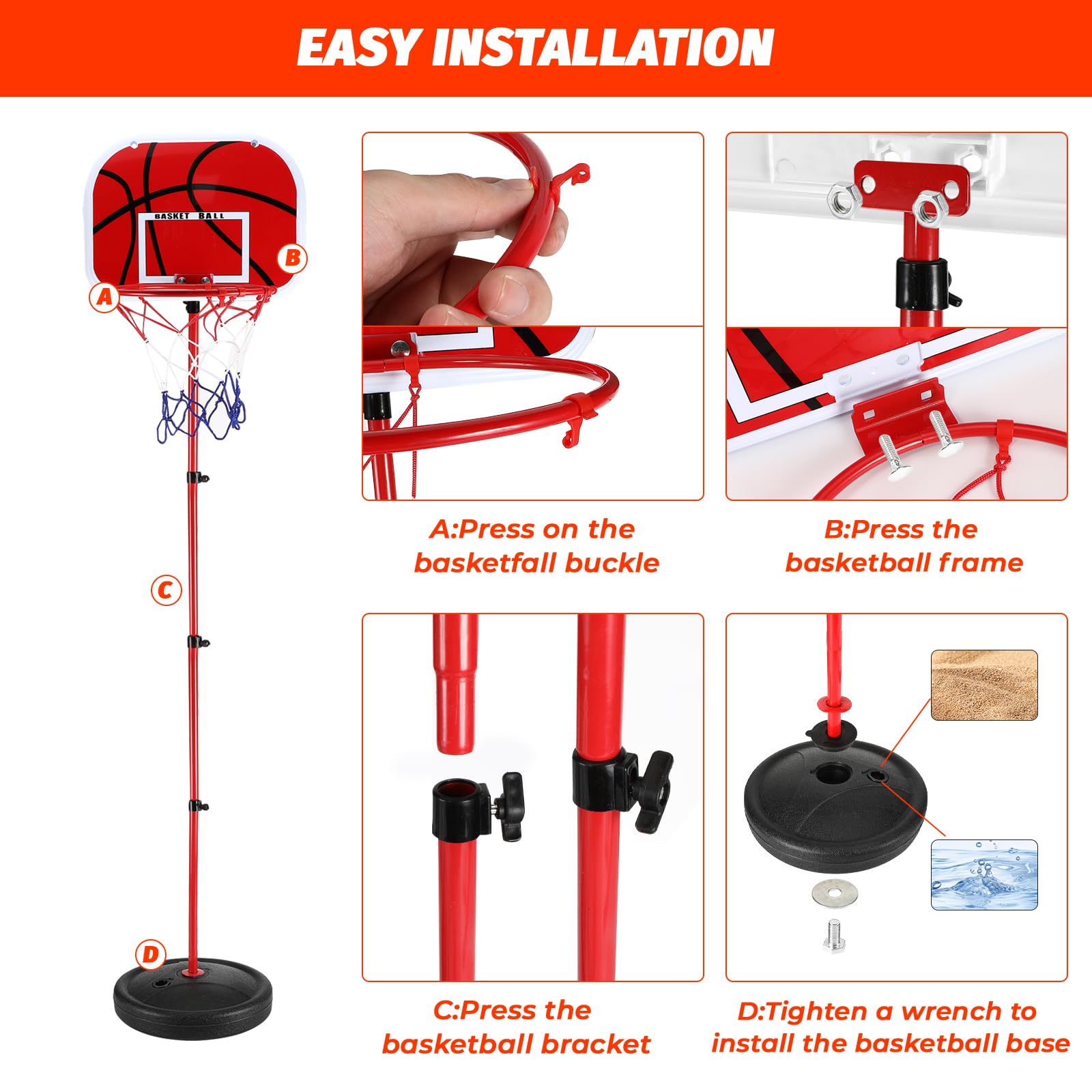 Gowkeey Soporte de Canasta,Canasta Baloncesto Infantil,Basketball Hoop | Canasta Baloncesto,Canasta Piscina Baloncesto,Canasta de Baloncesto Exterior