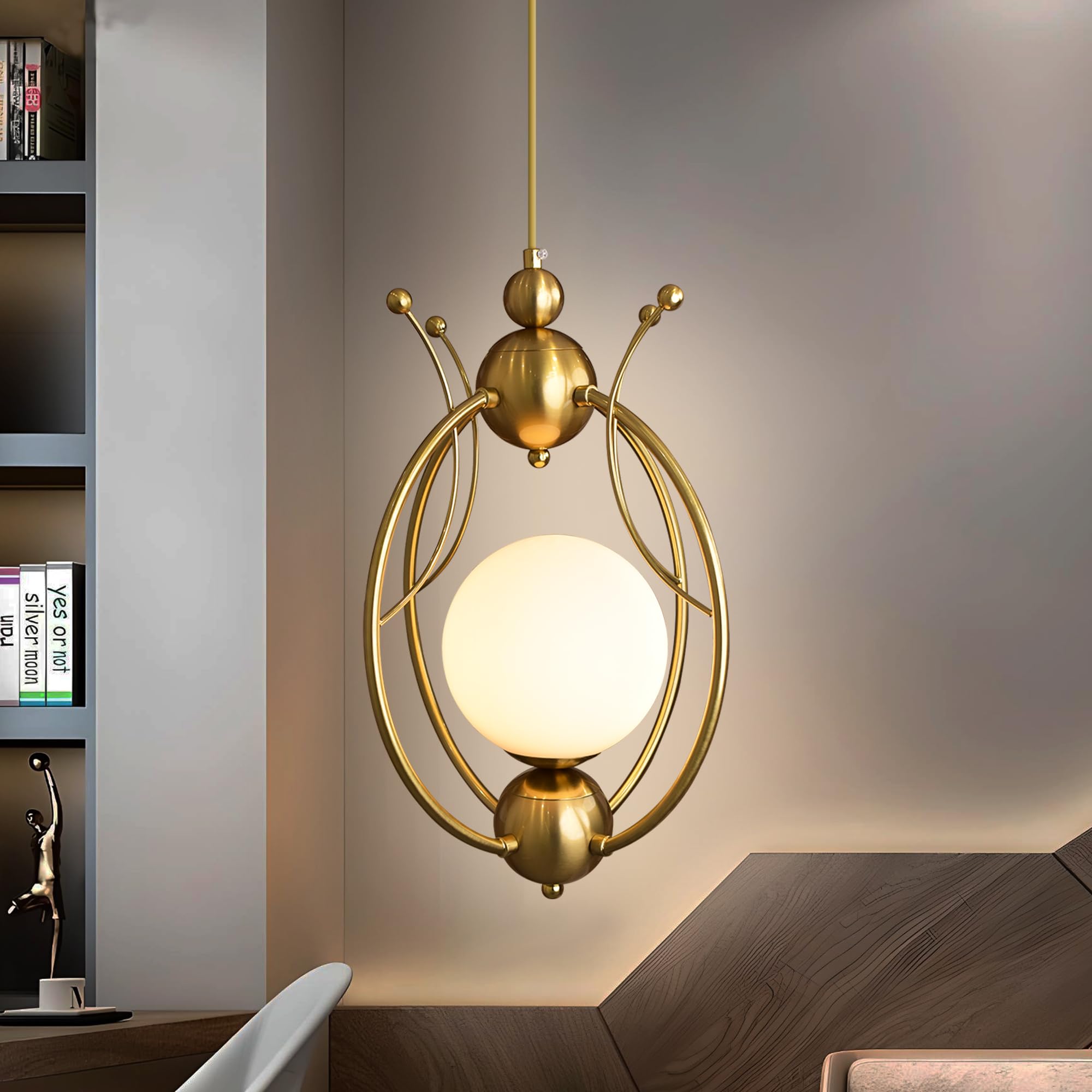 Smartway® Crown Modern LED Hanging Pendant Light | 3 Color Mode (Warm, Natural & Cool White) Metal Decorative Ceiling Lamp for Bedroom, Living Room, Dining, Café & Office | 1-Year Warranty