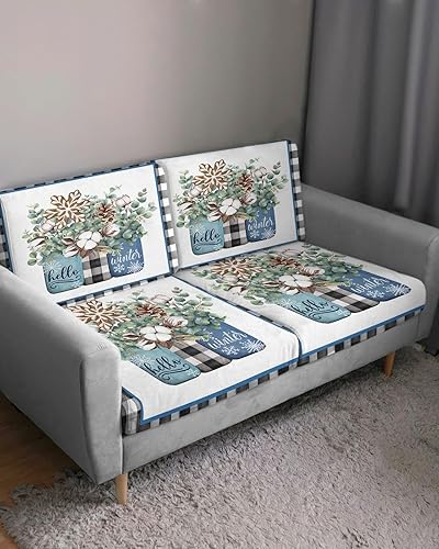 Miniatura 3 de Fundas de cojín elásticas de Navidad para sofá, seccional, individual, en forma de T, protector para muebles con parte inferior elástica, diseño de