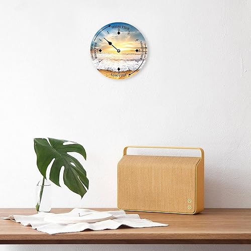 Miniatura 3 de Reloj de pared de madera Sunrises and Sunsets con olas marinas y mareas de mar, funciona con pilas, decoración de pared de granja, decoración del
