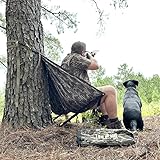 Thealke Low Down Hunting Seat, Adjustable Height Portable Folding Tree Seat, Silent Swivel 180° Pivot Hammock Chair, Lightweight Hunting Hammock for Deer Turkey Ground Camping Shooting