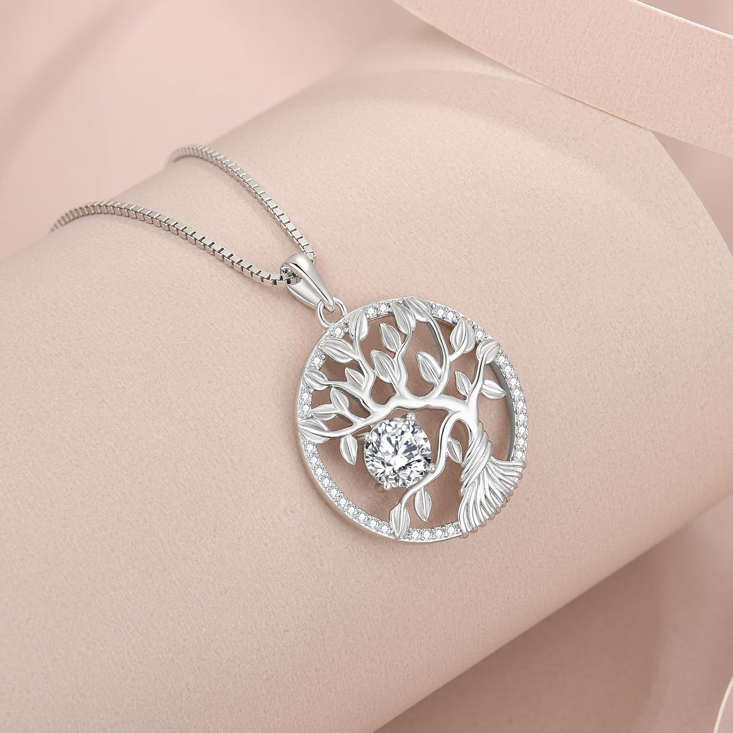 Tree of Life Necklace 925 Sterling Silver Family Tree Pendant Birthstone Jewelry Gifts for Women - Image 3