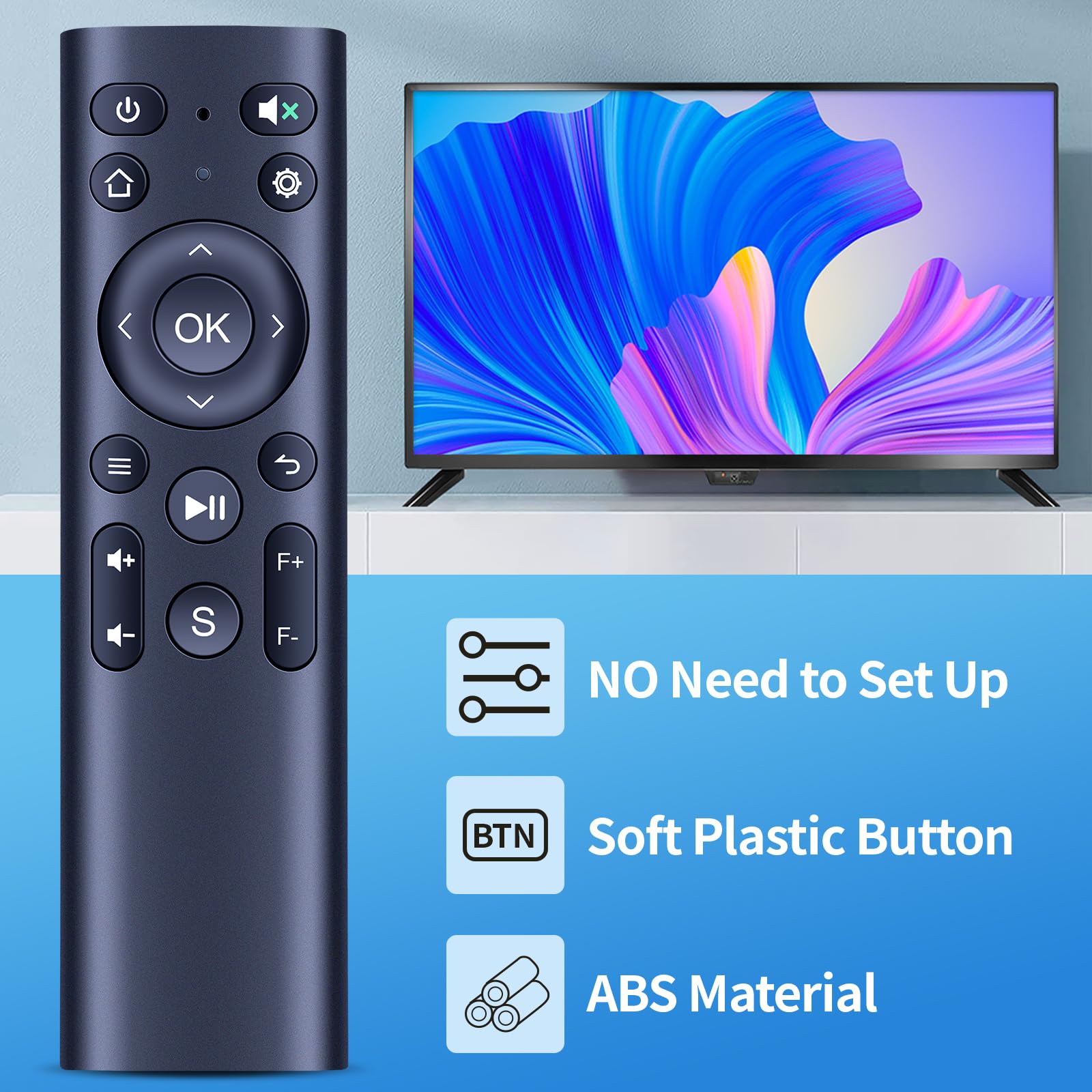 Télécommande de rechange compatible avec DBPOWER Mise au point électrique 5G WiFi Mini projecteur Bluetooth H89 & WiMiUS P64 Projecteur