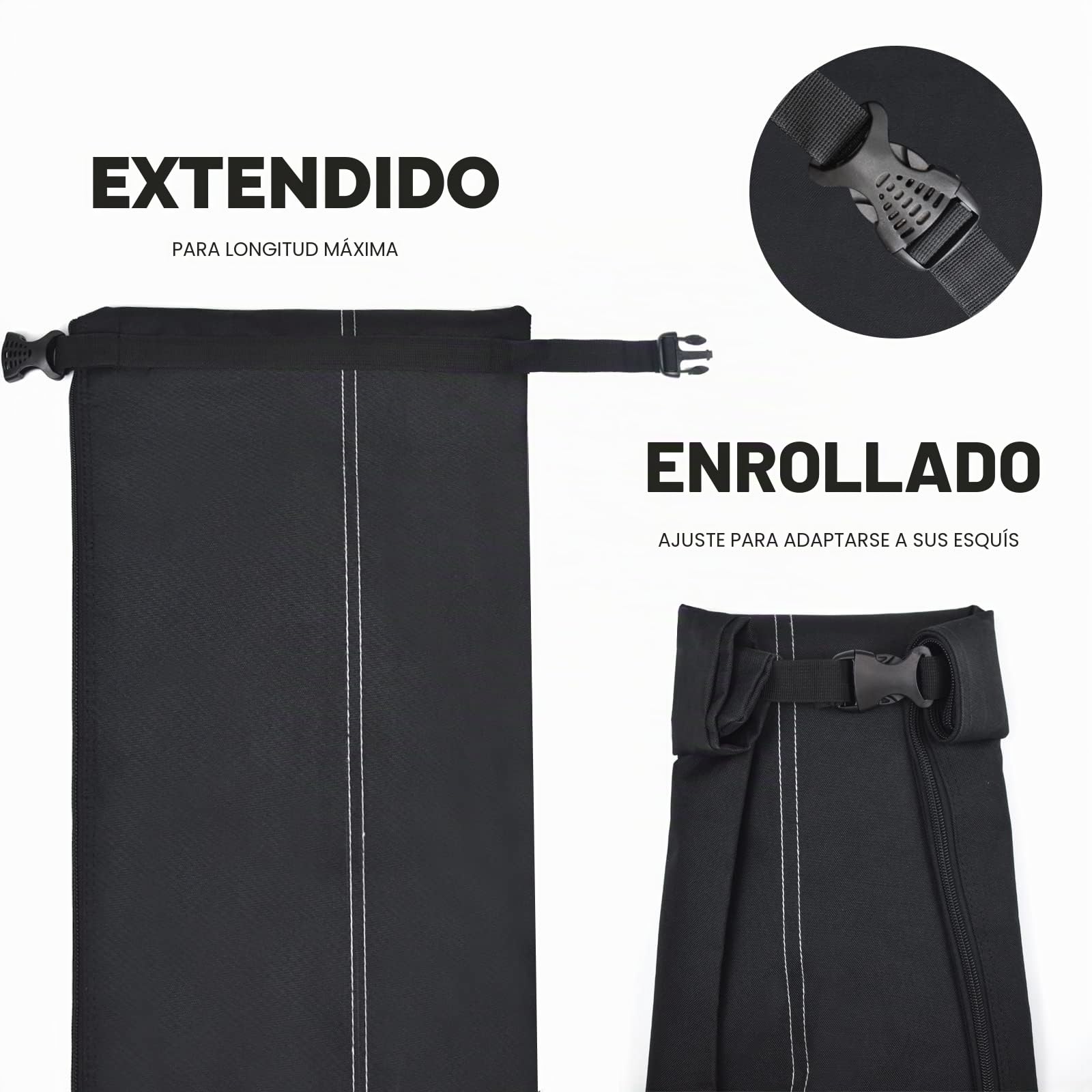 AUMTISC Bolsa De Esquí Y Bolsa De Barco Combinadas Y Acolchadas para 1 Par De Botas De Esquí Bolsa De Esquí con Longitud Ajustable hasta 200 Cm…