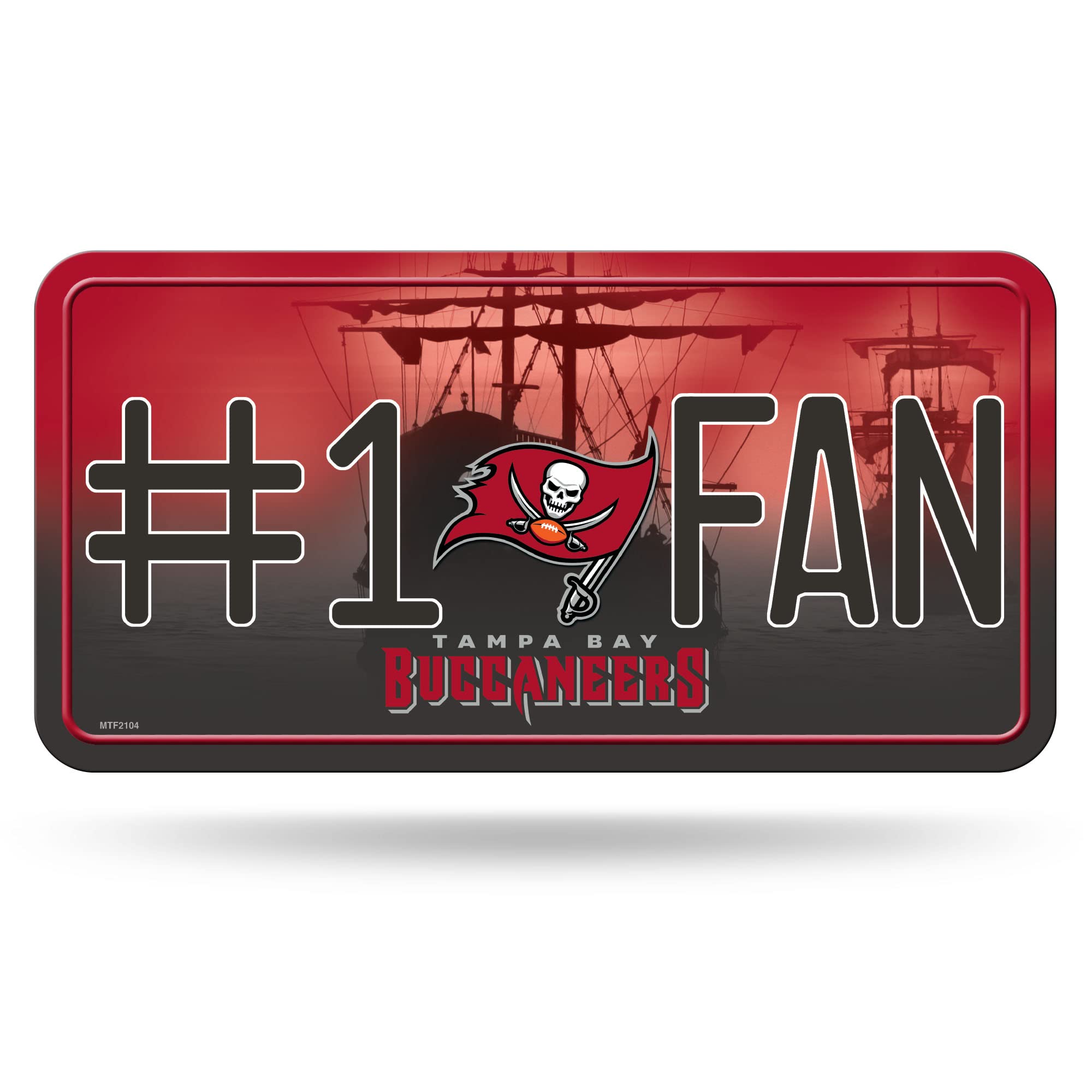 Rico Industries NFL Tampa Bay Buccaneers #1 Fan Metal License Plate Tag 6 x 11.5-