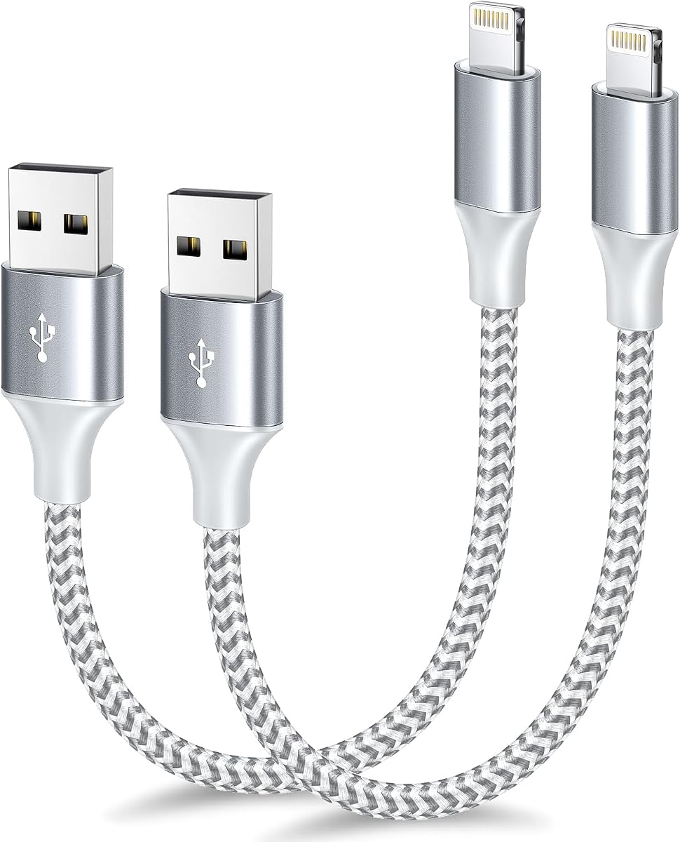 [Apple MFi Certified] Short iPhone Charger 1ft 2Pack,USB A to Lightning | Nylon Braided 12 Inch Fast Charging iPhone Cable Compatible with iPhone 14 13 12 11 Pro/Max/Mini Xs SE2/iPad for Car