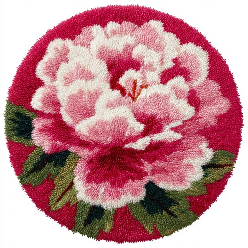 AMBATTERY Latch Hook Kits for Adults,Rug Making Kit,Peony Flowers