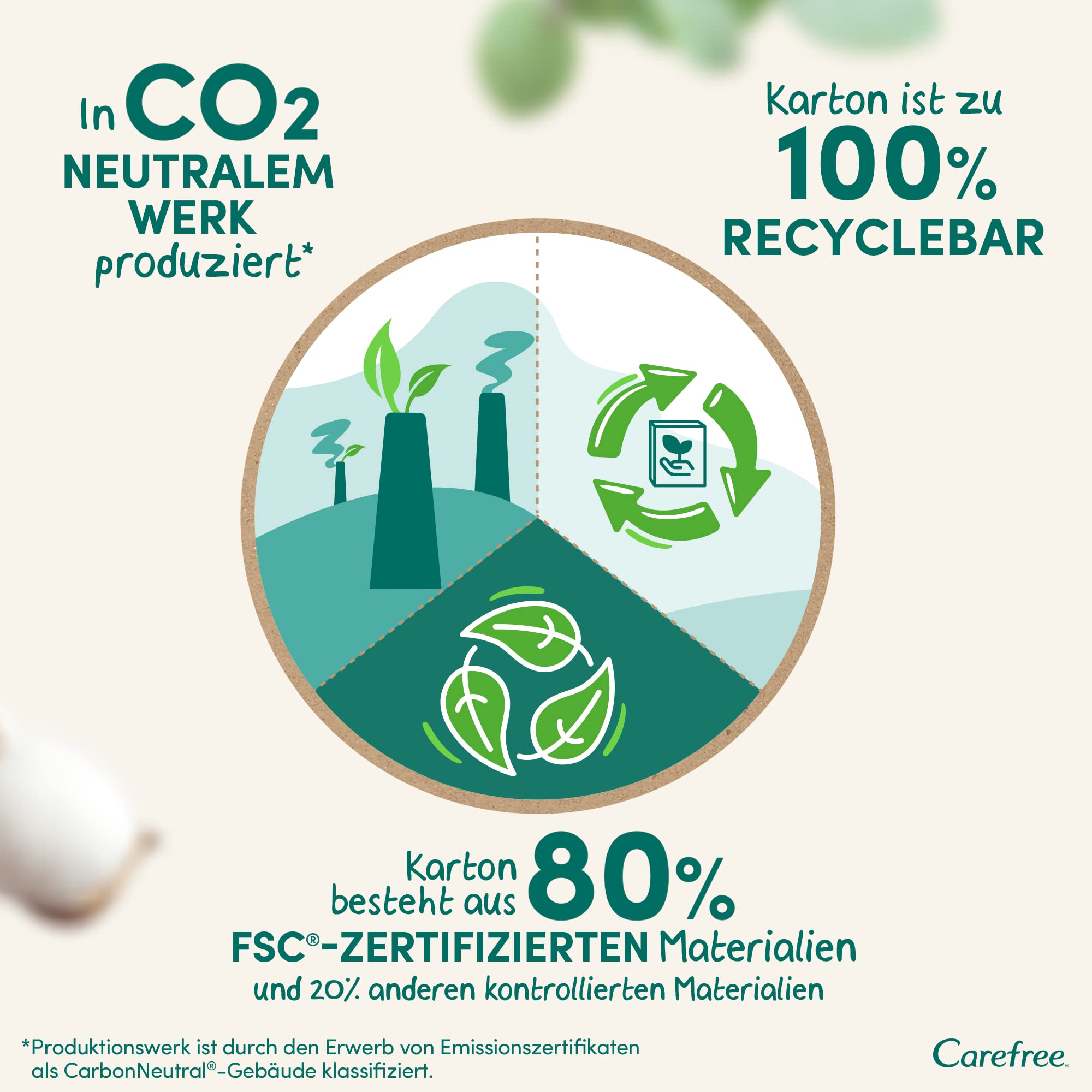Carefree Wkładki higieniczne 100% bawełna organiczna (24 sztuki), ze 100% certyfikowanej bawełny ekologicznej dla naturalnego, suchego uczucia, rozmiar długi