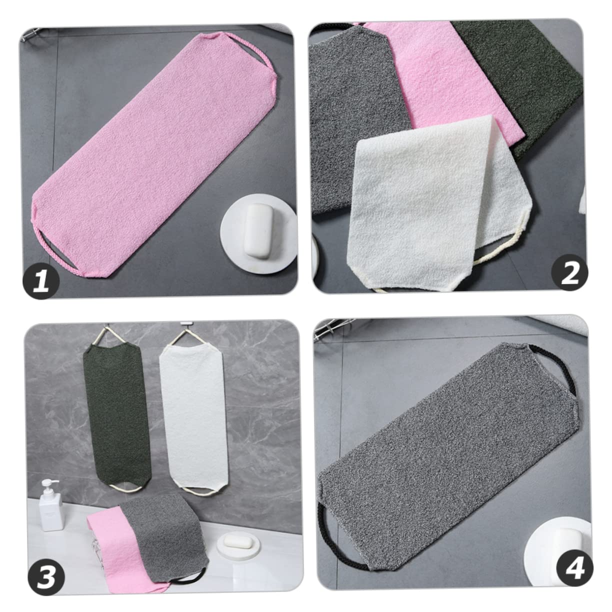 Ipetboom 9pezzi Asciugamani Scrub Per Corpo Teli Da Bagno Esfolianti Per Schiena Design Pratico Per Pulizia Profonda e Veloce Di Colori Roccia Latte