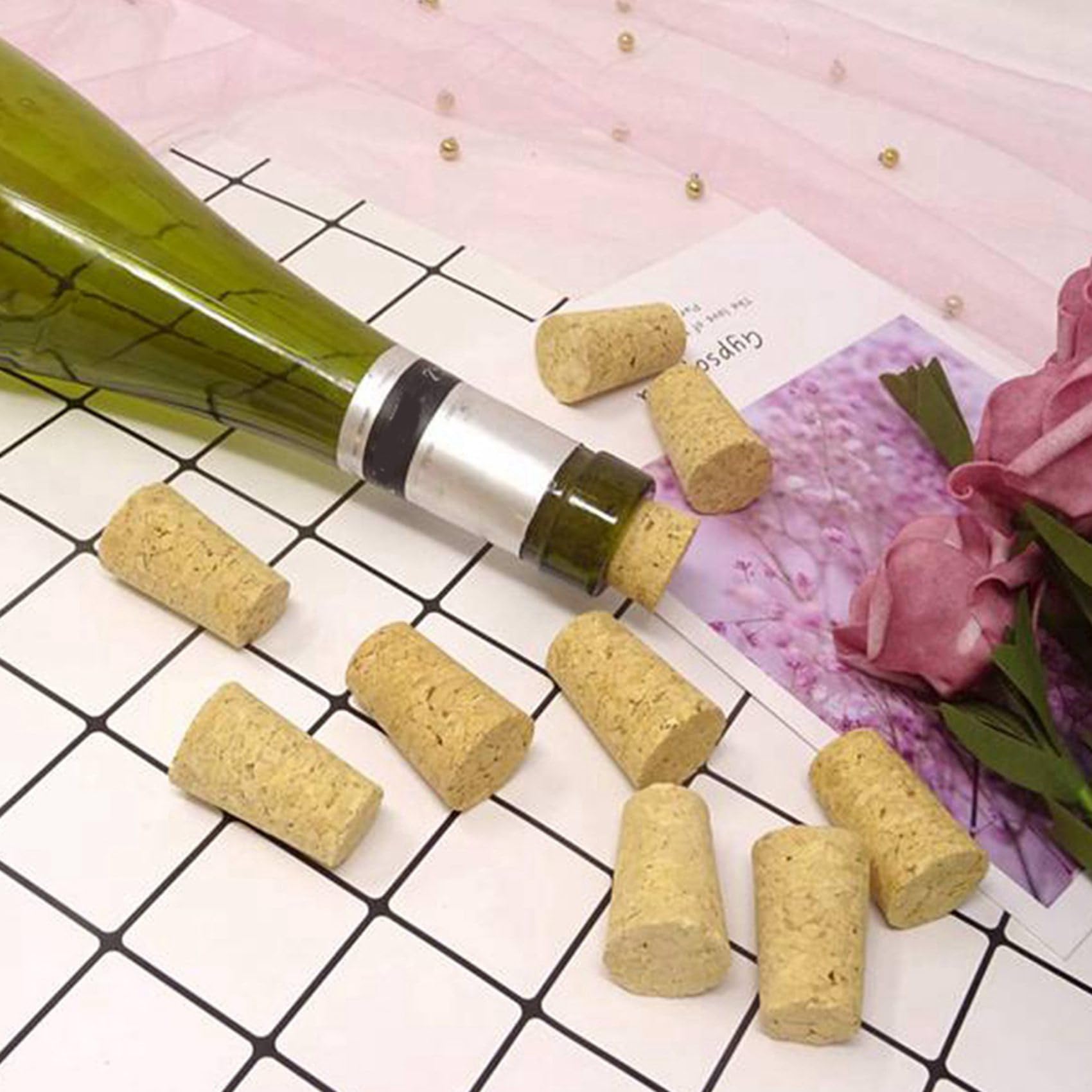 500 Unidades Corchos de Vino Cónico Corchos de Madera Reutilizables Sello Portátil Tapón de Vino Tapón para de Vino para de Vino
