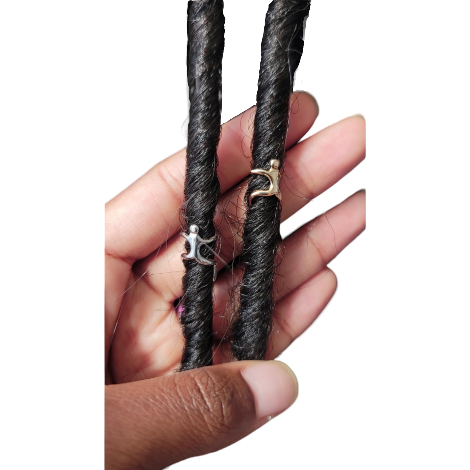 Beaditwearitloveit Set of 2 Loc Climber Beads, Copper Dreadlock Hair Accessories, Adjustable Metal Loc Beads For Braids Twists Dreadlocks, Hair Rings, Cuff Hair Beads (Gold)