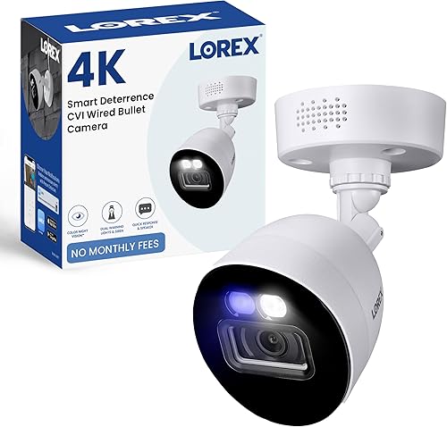 Miniatura 1 de Lorex Cámara de seguridad de bala complementaria con cable para interiorexterior 4K Ultra HD Smart Disuasión CVI, visión nocturna a color, luces LED
