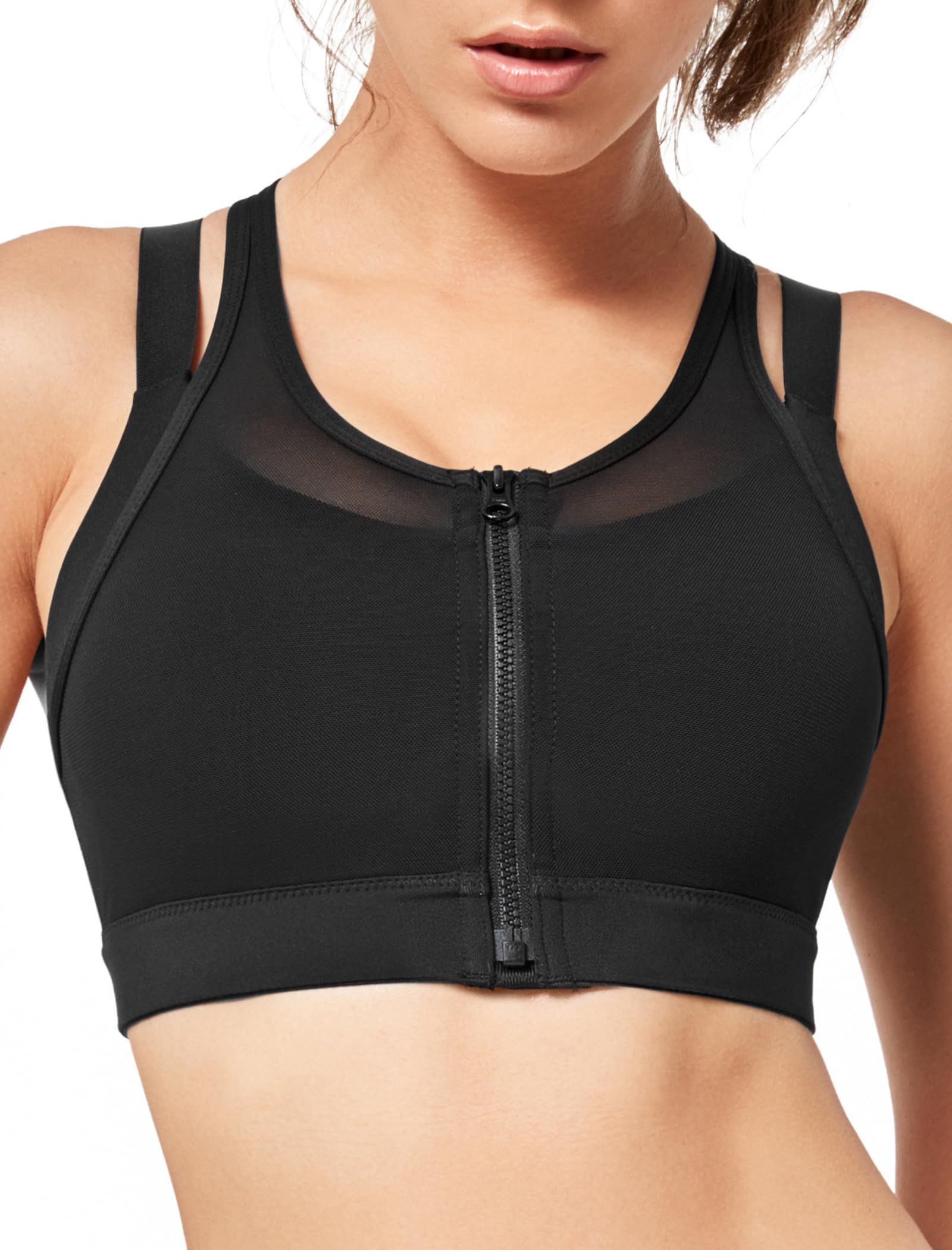 Yvette Reggiseno Sportivo da Donna Chiusura Anteriore Supporto Forte Doppie Cinghie Seni Grandi Schiena da Corsa Imbottita per Il Fitness Yoga Corsa Jogging