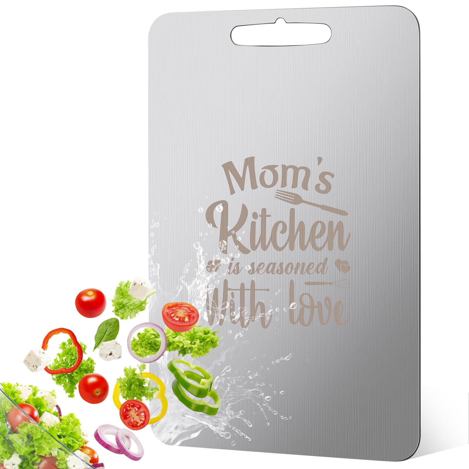 MorningRo Tabla de cortar de acero inoxidable para cocina, 13.4 x 9 pulgadas, tabla de cortar de acero inoxidable 304 para carne, frutas, verduras, apta para lavavajillas, regalo para mamá