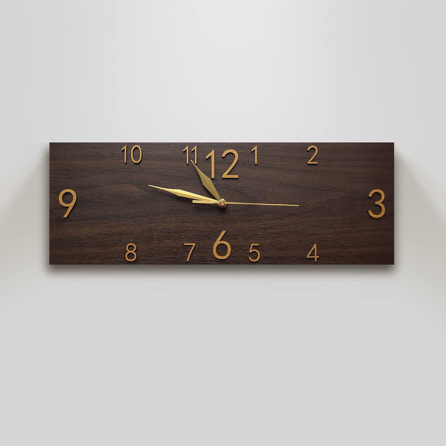 Rectangle Wall Clock, 16.5 Inch Silent Wood Grain Wall Decor
