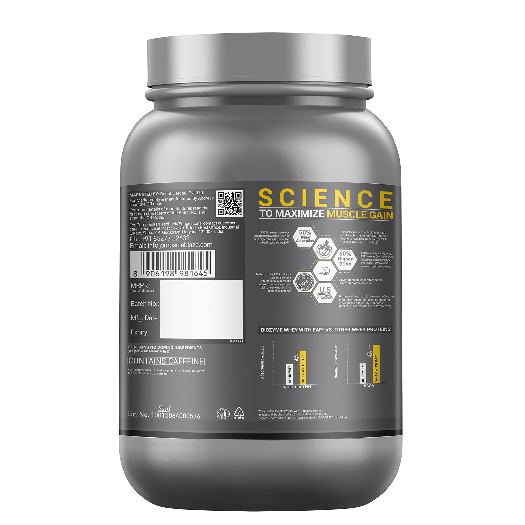 MuscleBlaze Biozyme Iso-Zero Whey Protein Isolate Powder, 1kg (2.2lbs) — Amazon image 8