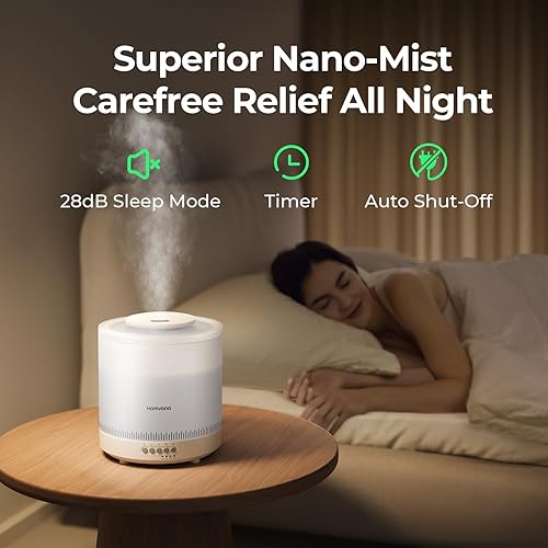 Miniatura 3 de Homvana Humidificadores pequeños para dormitorio, humidificador de llenado superior de niebla fría de 1.8L para guardería, difusor de aceite