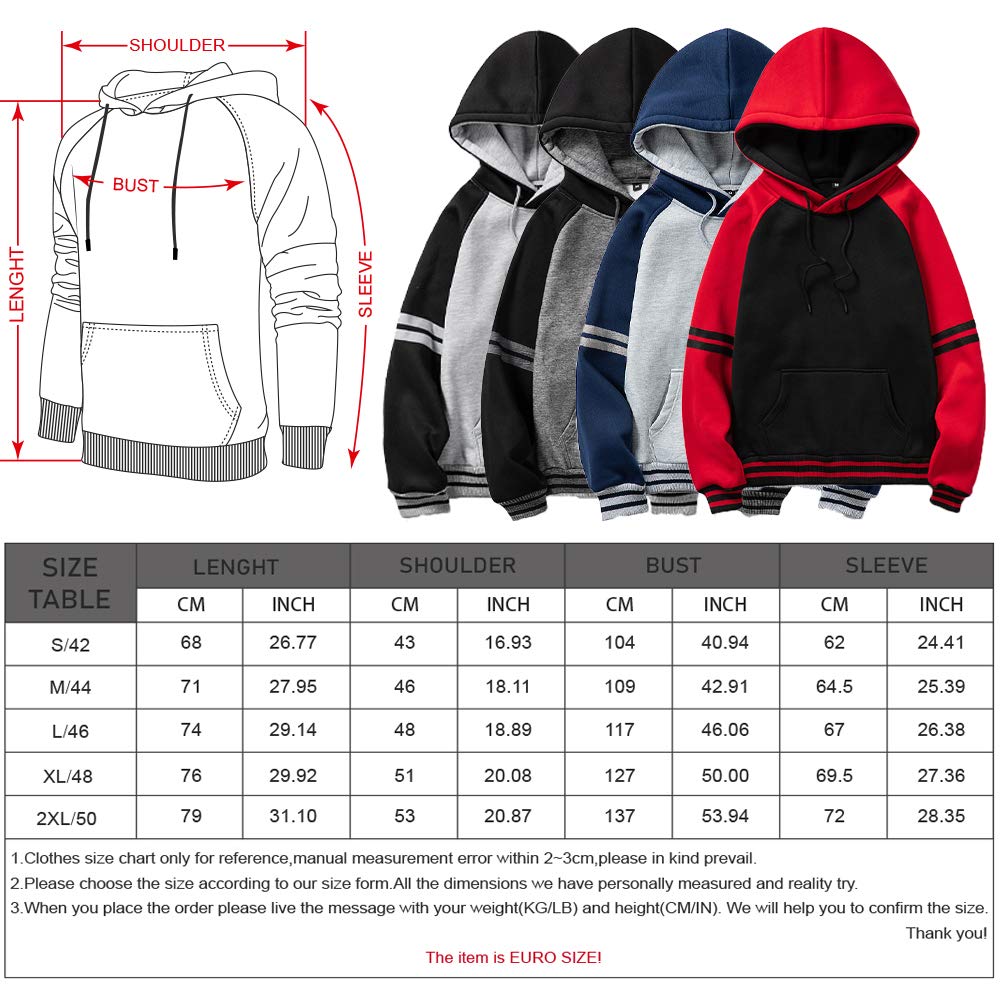 Aotorr Felpa con cappuccio da uomo, a maniche lunghe, con felpa sportiva Silm Fit Casual Aotonne Inverno