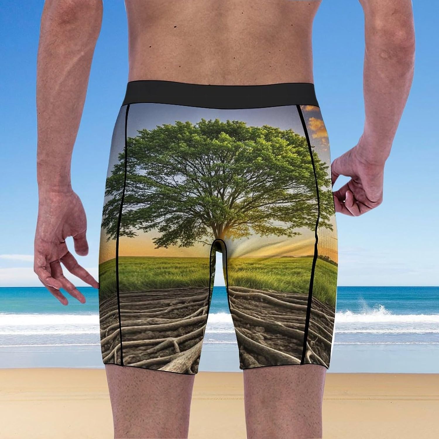 Inspirational Tree Compression Shorts Men Spandex Sport Shorts Workout Performance Baselayer Underwear