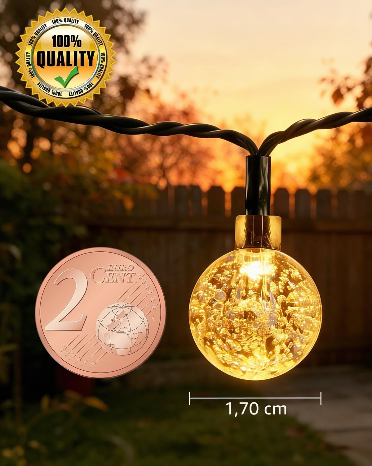Suright Guirnaldas Luces Exterior Solar, 13M 60 LEDs Luces Solares LED Exterior Jardin, 8 Modos con Memoria, IP65 Impermeable, Luz Solar para Jardín Terraza Balcón Boda Fiesta, Cálido Blanco
