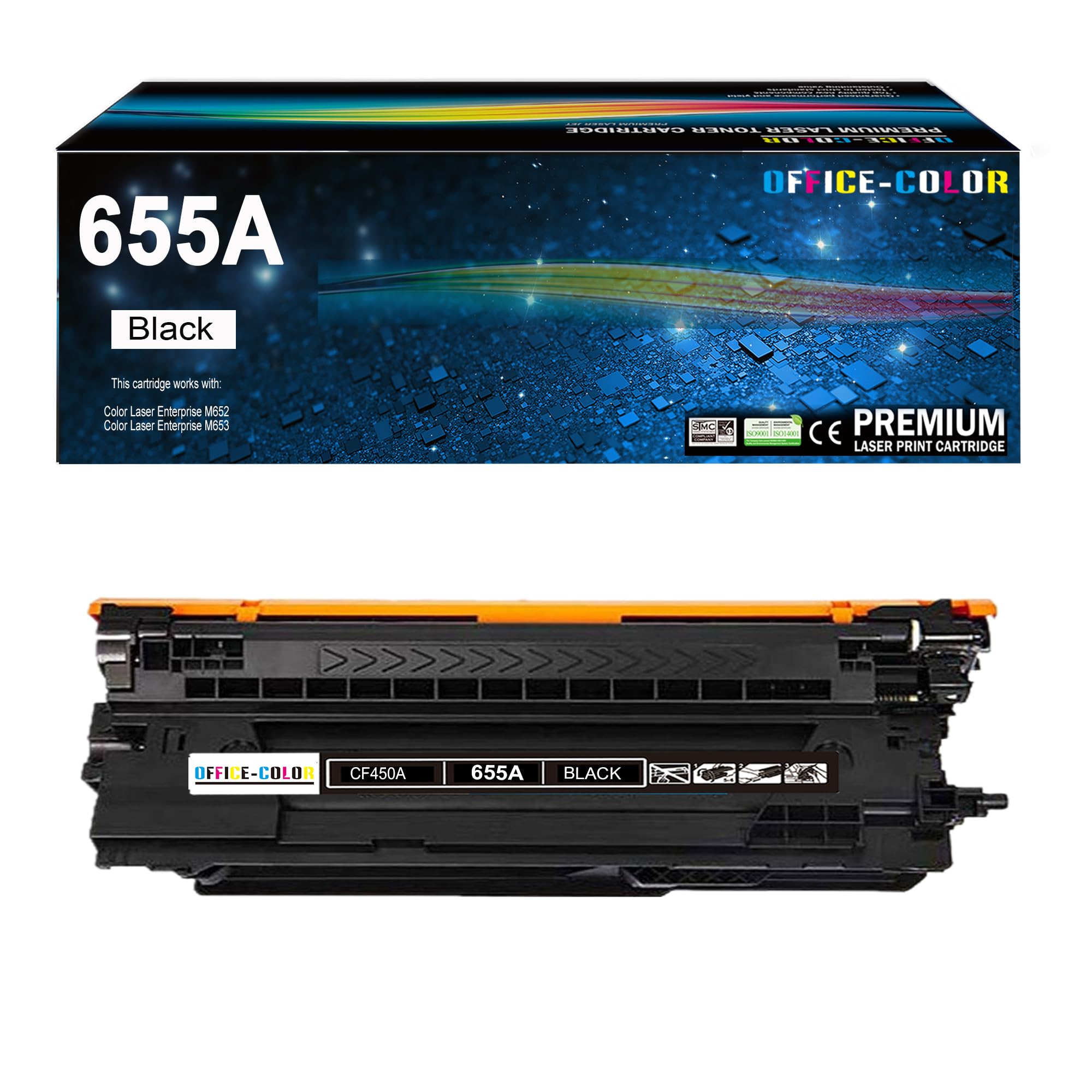 655A Black Toner Cartridge for HP 655A CF450A M652 M653 M681 M682