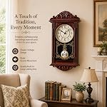 Clockswise Horloge murale en plastique Pendulum pour salon, cuisine ou salle à manger, brun, QI004145.BN