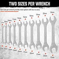 Vista 2 de Horusdy - Juego de llaves delgadas Métricas 10 piezas Incluye de 5.5mm a 27mm Juego de llaves para bicicleta Juego de llaves de extremo