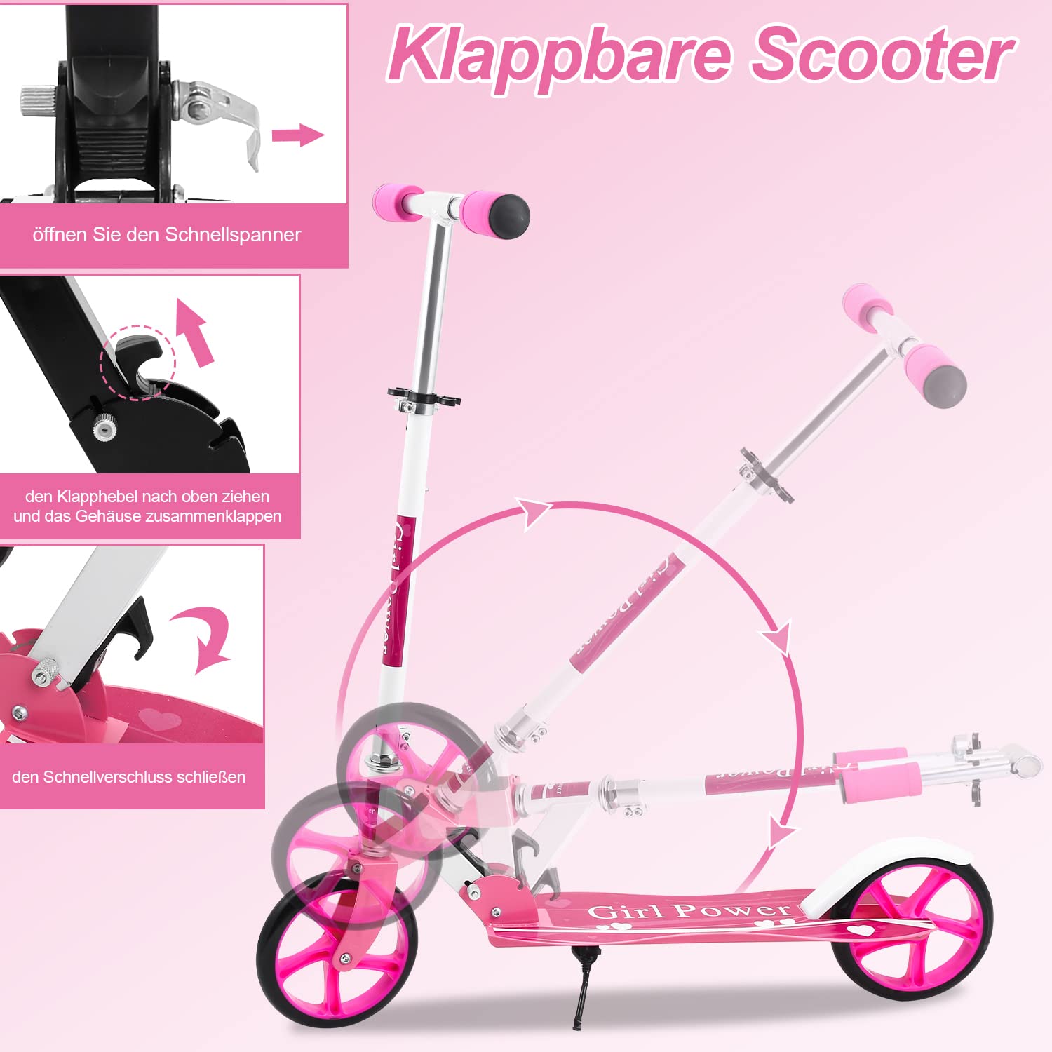 Patinete Plegable Para Niños - Altura Ajustable (90-100 Cm), Soporta Hasta 100 Kg, Ruedas De 19 Cm